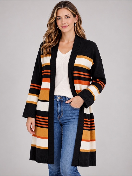 Wrangler Sweaters - Wrangler Retro Long Duster Cardigan Striped Western Boho S/M